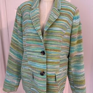 Coldwater Creek -size 10 - Striped Green and Blue Women's Jacket